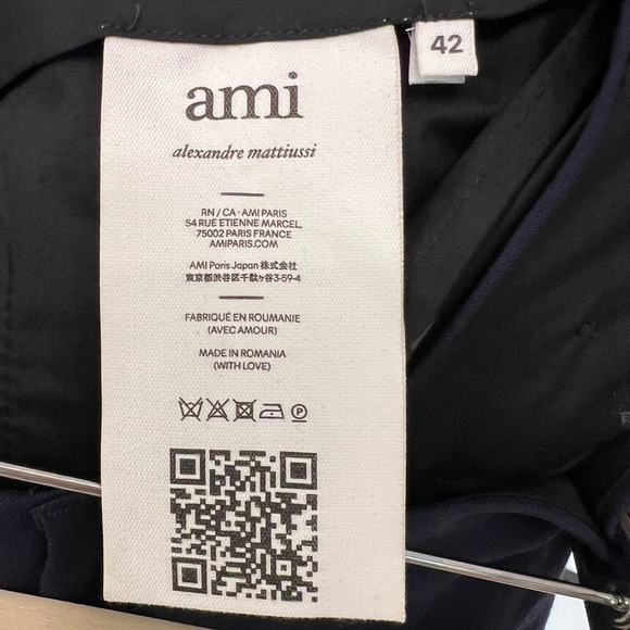 Ami Pleated Front Virgin Wool Trousers Navy Blue Size 42 NWT Contemporary Modern - Picture 3 of 7